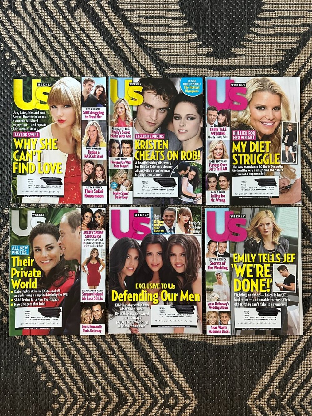 Vintage Lot of 6 US Weekly Magazines 2012 Celebrity Gossip Fashion Party Life